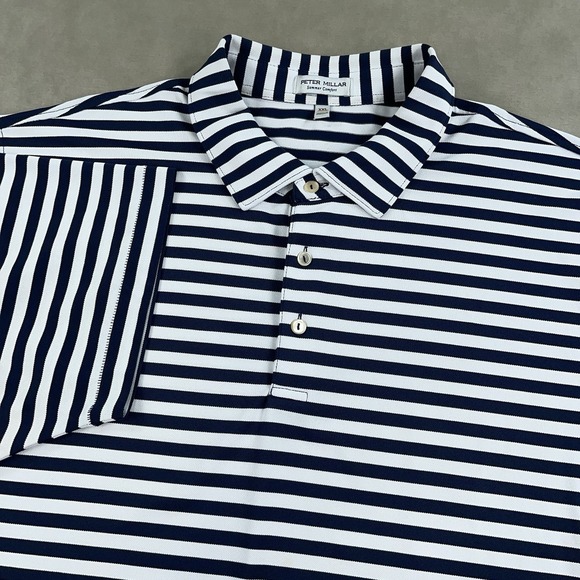 Peter Millar Other - Peter Millar Summer Comfort Polo Mens 2XL Striped Blue Golf Performance Stretch